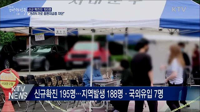 신규확진 195명···"거리두기로 중환자급증 차단"