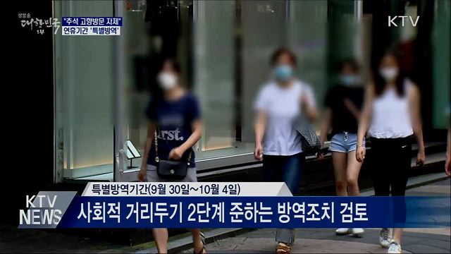 "추석 고향·친지 방문 자제"···연휴기간 '특별방역'
