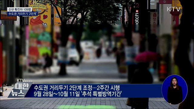 신규확진 109명···수도권 2주간 '2단계' 시행
