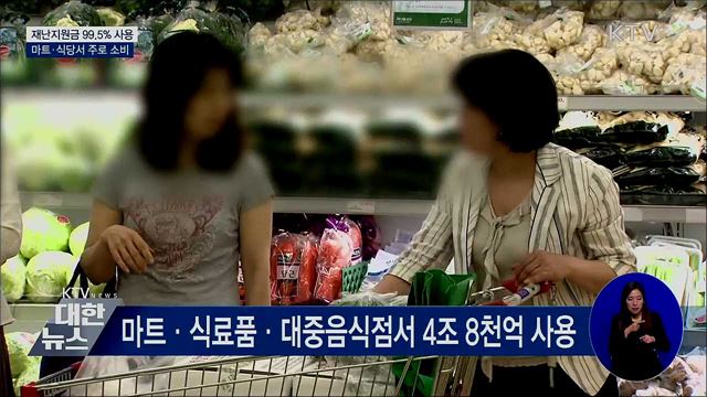 재난지원금 99.5% 사용···마트·식당서 주로 소비