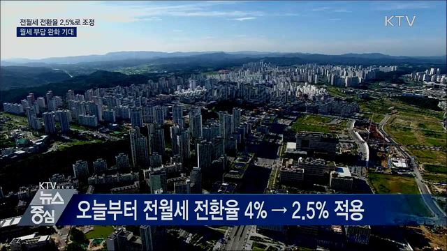 전월세 전환율 2.5%로 조정···월세 부담 완화 기대