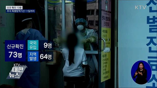 신규 확진 73명···추석 특별방역기간 11일까지