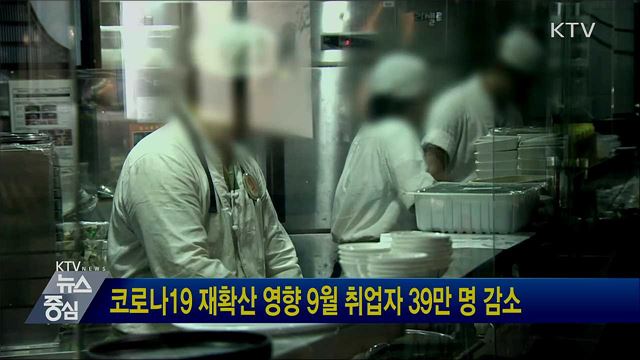 코로나19 재확산 영향 9월 취업자 39만 명 감소