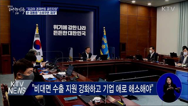 문 대통령 "경제 반등 골든타임···소비쿠폰 재개"