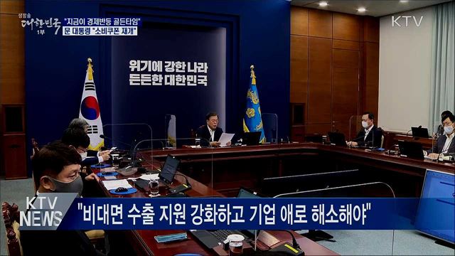 문 대통령 "경제 반등 골든타임···소비쿠폰 재개"