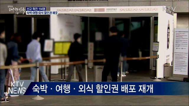 신규확진 114명···숙박·여행·외식 할인권 배포 재개