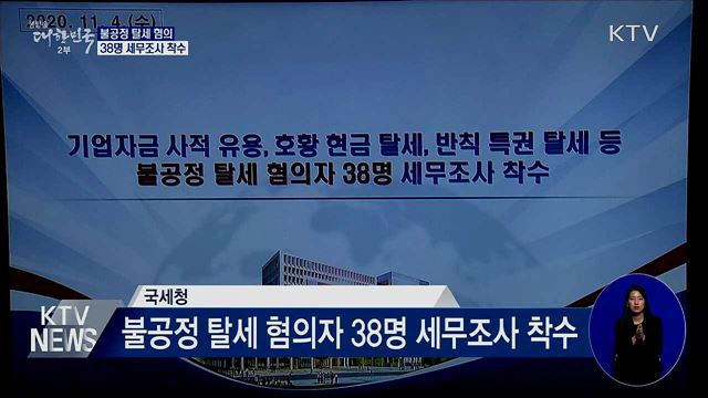 기업자금 사적 유용·현금 탈세 등 38명 세무조사