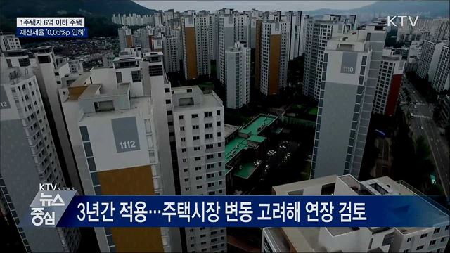 6억 이하 1주택자 재산세율 '0.05%p 인하'