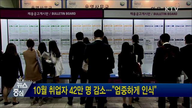 10월 취업자 42만 명 감소···"엄중하게 인식"