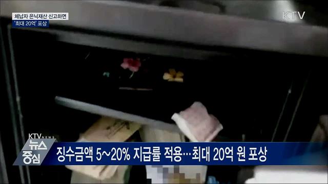 고액 체납자 은닉재산 신고하면 '최대 20억' 포상