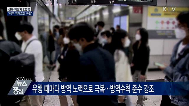 신규 확진 223명···"매우 위태로운 국면"