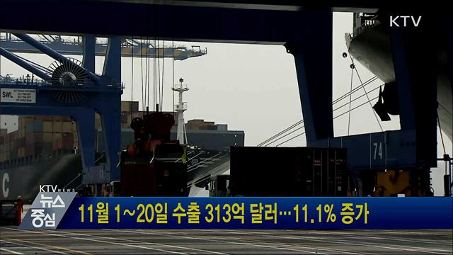 11월 1∼20일 수출 313억 달러···11.1% 증가