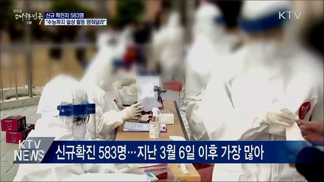 신규확진 583명···"수능까지 일상 활동 멈춰달라"