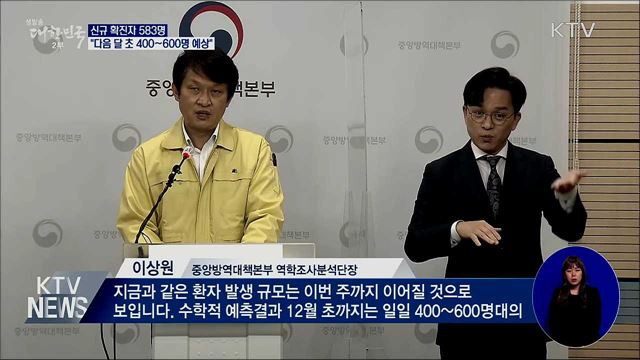 신규 확진 583명···"다음 달 초 하루 400~600명 예상"