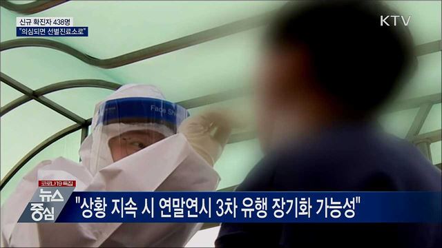 신규확진 438명···"증상 없어도 의심되면 선별진료소로"