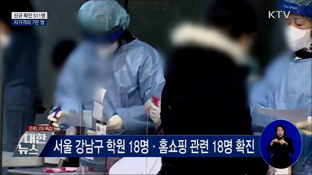 신규 확진 511명···"자가격리자 7만 명 넘어"