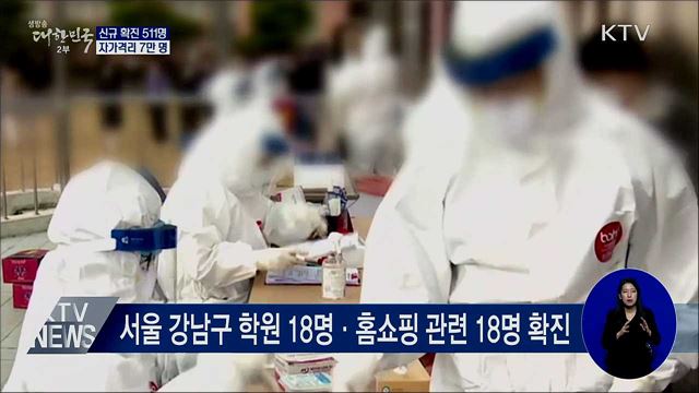 신규 확진 511명···"자가격리자 7만 명 넘어"