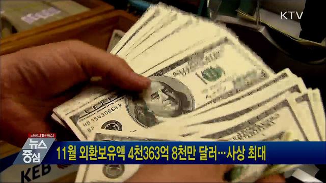 11월 외환보유액 4천363억 8천만 달러···사상 최대