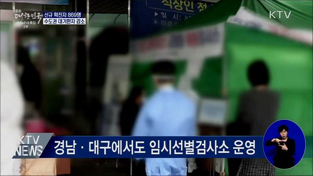 신규확진 869명···수도권 병상대기환자 감소