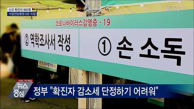 신규 확진 985명···거점전담병원 8곳 지정