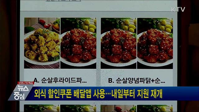 외식 할인쿠폰 배달앱 사용···내일부터 지원 재개