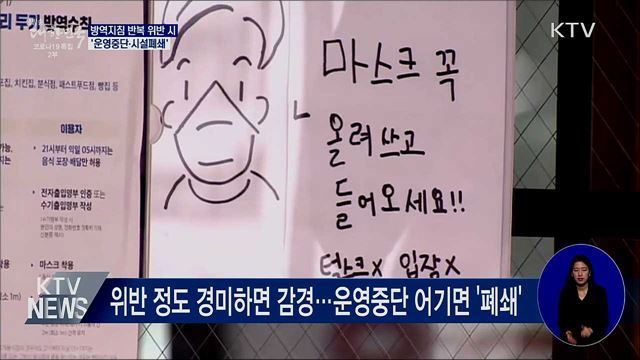 방역지침 위반하면 '운영중단·시설폐쇄'