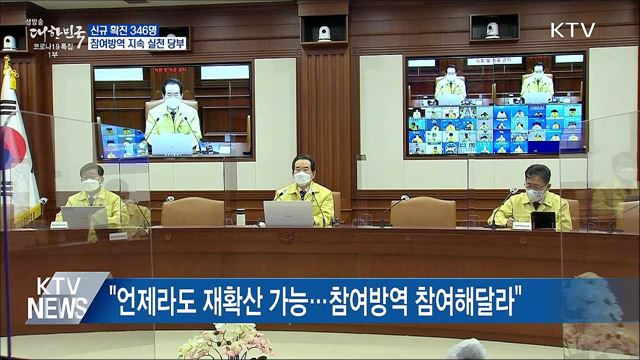 신규 확진 346명···"감소세지만 개인 간 감염 늘어"