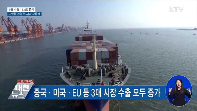 1월 수출 11.4% 증가···2개월 연속 두 자리 오름세