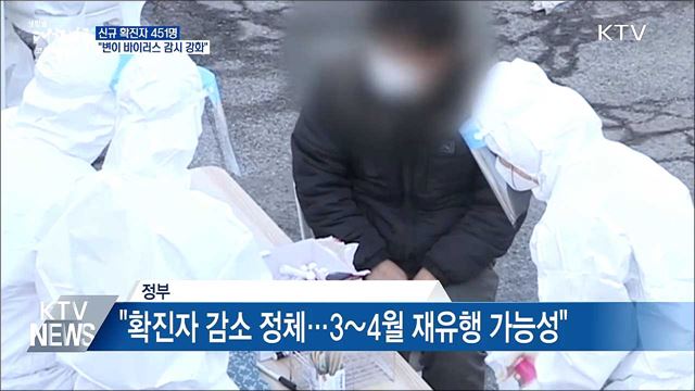 신규확진 451명···"변이 바이러스 감시 강화"
