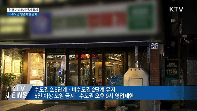 내일부터 비수도권 카페·식당 밤 10시까지 영업