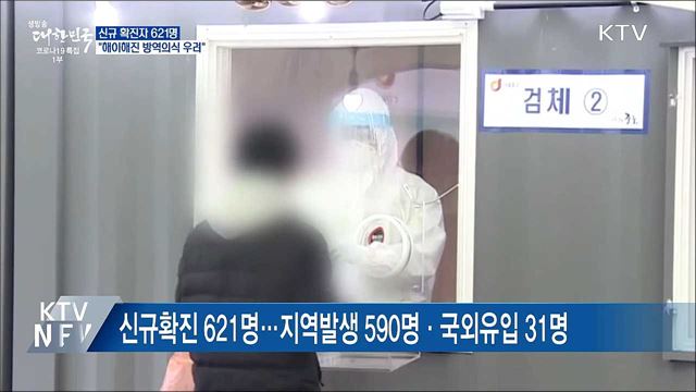 신규확진 621명···"해이해진 방역의식 우려"