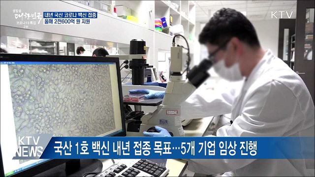 내년 국산 코로나 백신 접종···올해 2천600억 지원