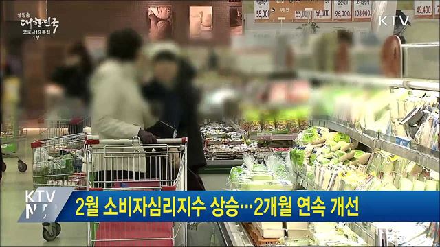 2월 소비자심리지수 상승···2개월 연속 개선