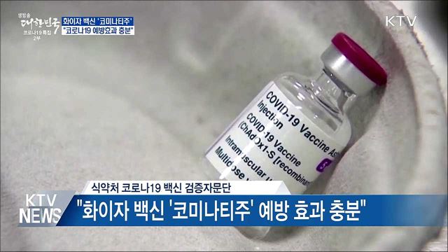 "화이자 코로나19 백신 예방 효과 충분"