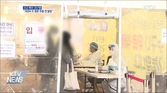 신규 357명···"거리두기 개편 주말 전 발표"