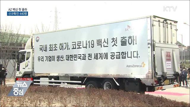 아스트라제네카 백신 첫 출하···신규확진 440명