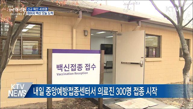 신규 확진 406명···화이자 백신 오늘 도착