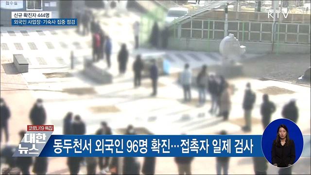 신규확진 444명···외국인 사업장·기숙사 집중 점검