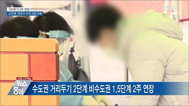 거리두기 2주 연장···상견례·영유아 모임 8명 허용