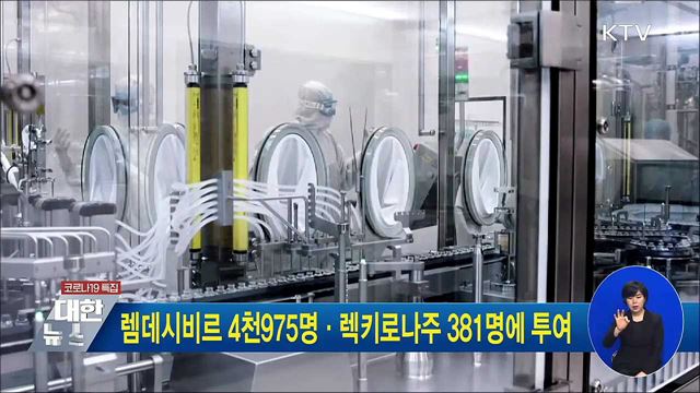 렘데시비르 4천975명·렉키로나주 381명에 투여