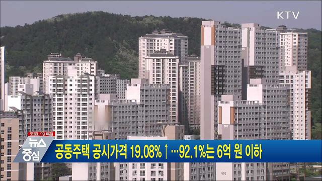 공동주택 공시가격 19.08%↑···92.1%는 6억 원 이하