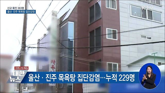 신규 363명···울산·진주 목욕탕 감염 229명