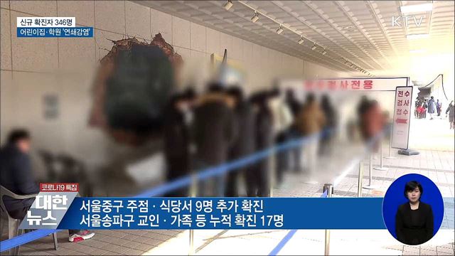 신규 346명···"어린이집·학원 연쇄감염 주의"