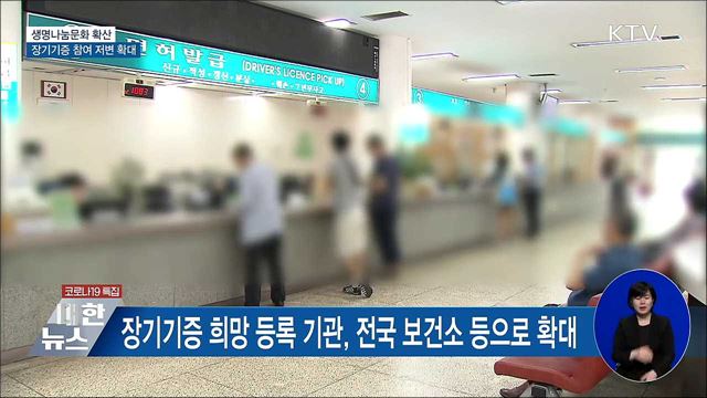 장기기증 희망 등록 기관, 전국 보건소 등으로 확대