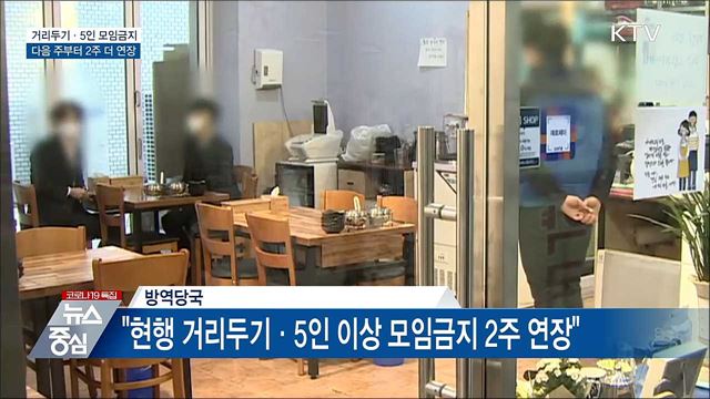 신규 494명···거리두기·5인 모임금지 연장