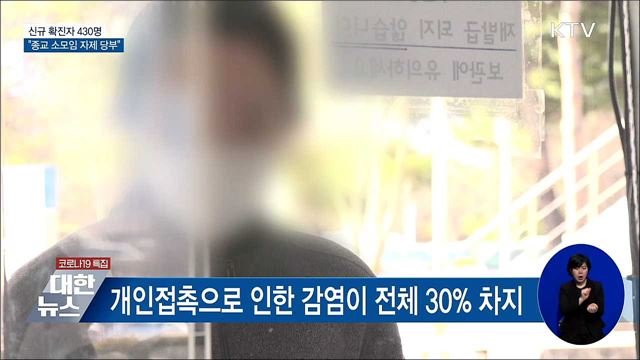 신규확진 430명···"종교 소모임 자제 당부"