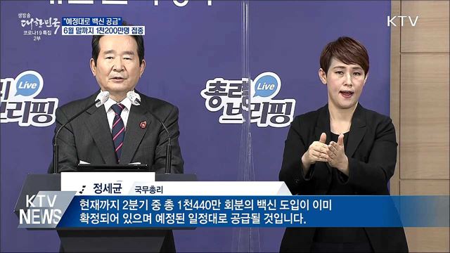 "예정대로 공급···6월까지 1천200만명 접종"