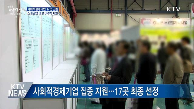 사회적경제기업 17곳 선정···최대 3억 지원