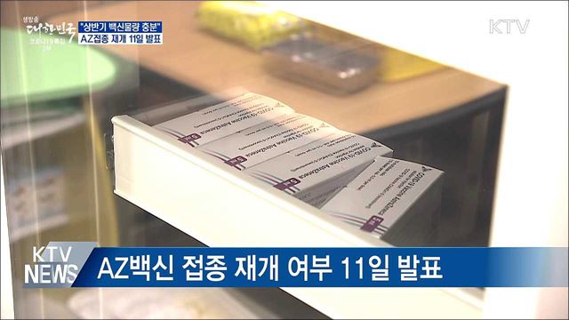"상반기 백신물량 충분"···AZ접종 재개 11일 발표