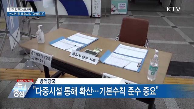 신규 587명···수도권·부산 유흥시설 '영업중단'